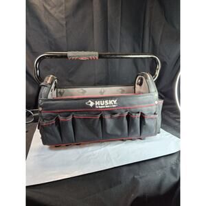 Husky Tool Bag 20" With Carry Handle Heavy Duty Polyester Black Jobsite Bag.